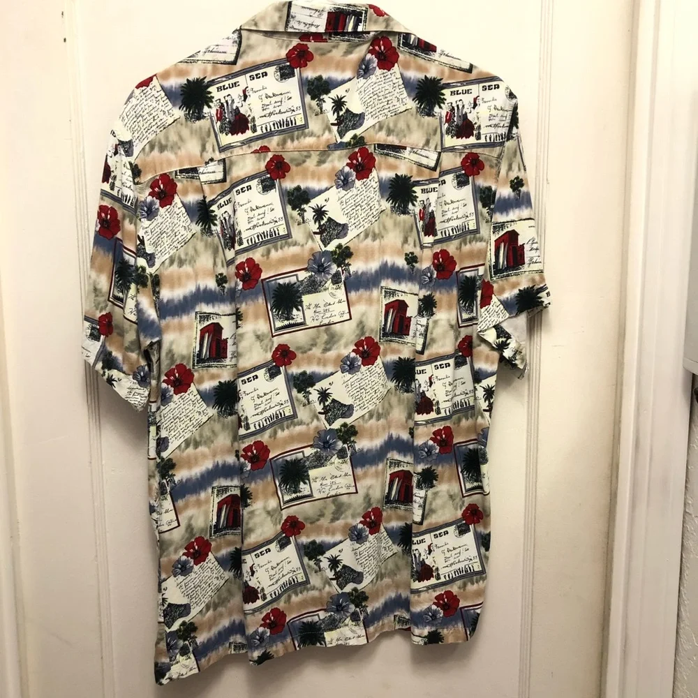 M.E. Sport Hawaiian Shirt Men's Size Medium Wood Buttons